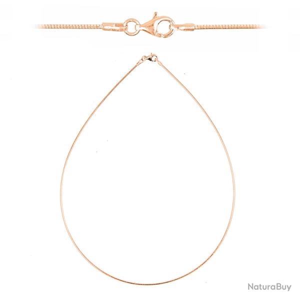Chaine semi-rigide maille omga fermoir mousqueton en argent plaqu or rose 50 cm