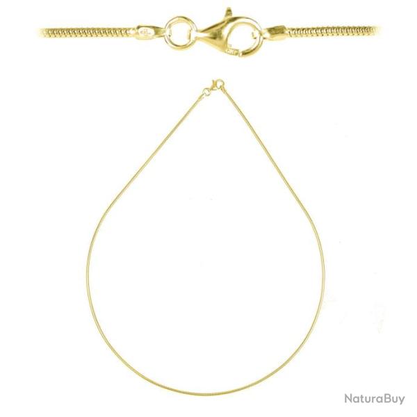 Chaine maille serpent fermoir mousqueton en argent plaqu or jaune 70 cm