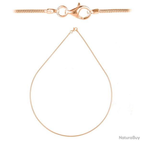 Chaine maille serpent fermoir mousqueton en argent plaqu or rose 50 cm