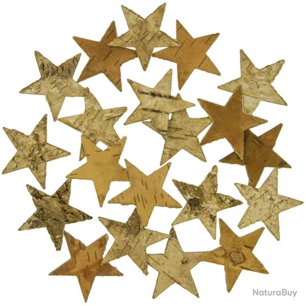 Etoiles en �corce de bouleau 5 cm - Lot de 20