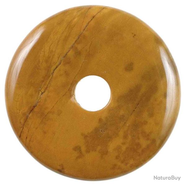 Donut Pi Chinois en jaspe caf� pour pendentif 3 cm