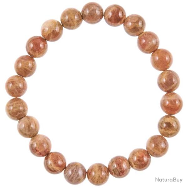 Bracelet en pierre de lune ros�e - perles rondes 8 mm