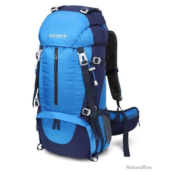 Sac � Dos 50L Imperm�able Randonn�e Alpinisme Trekking P�che Camping Escalade Voyage Bleu Clair