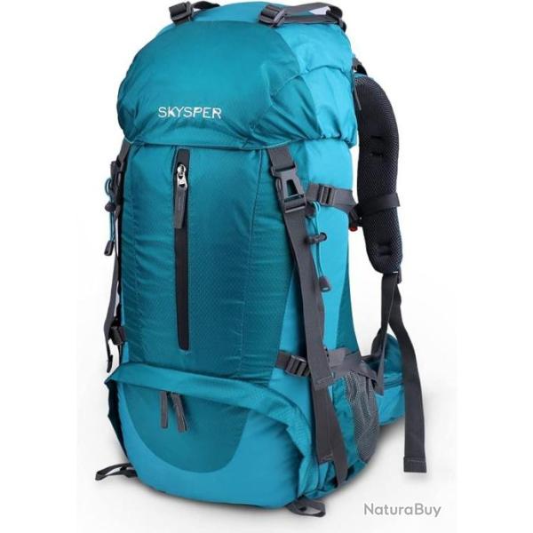 Sac � Dos 50L Imperm�able Randonn�e Alpinisme Trekking P�che Camping Escalade Voyage Bleu Lac