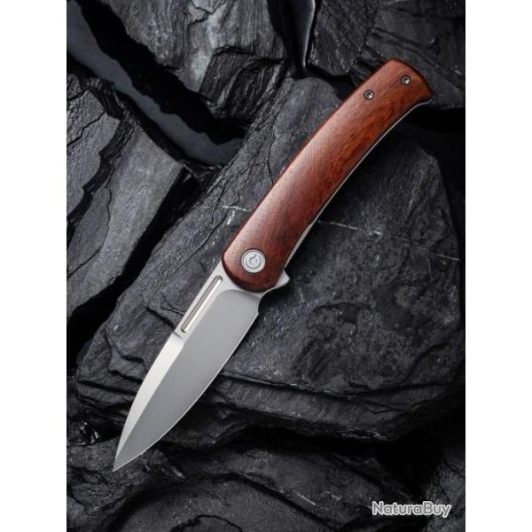 Couteau CIVIVI Cetos Cuibourtia Lame Acier 14C28N Manche Bois IKBS Linerlock Clip CIVC21025B4