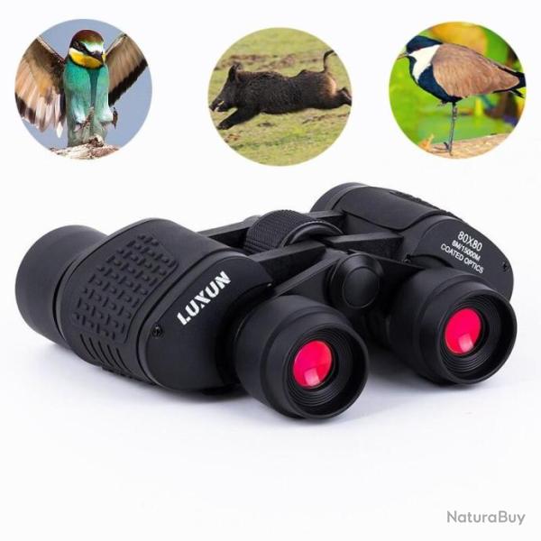 Jumelles 80x80 HD Vision nocturne Zoom x10 182*145 cm noir Compact prisme Bak4