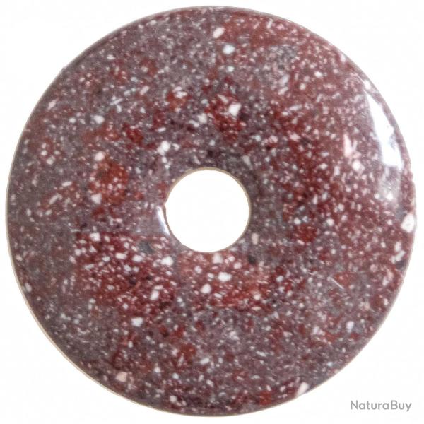 Donut Pi Chinois en porphyre imp�rial rouge pour pendentif 4 cm