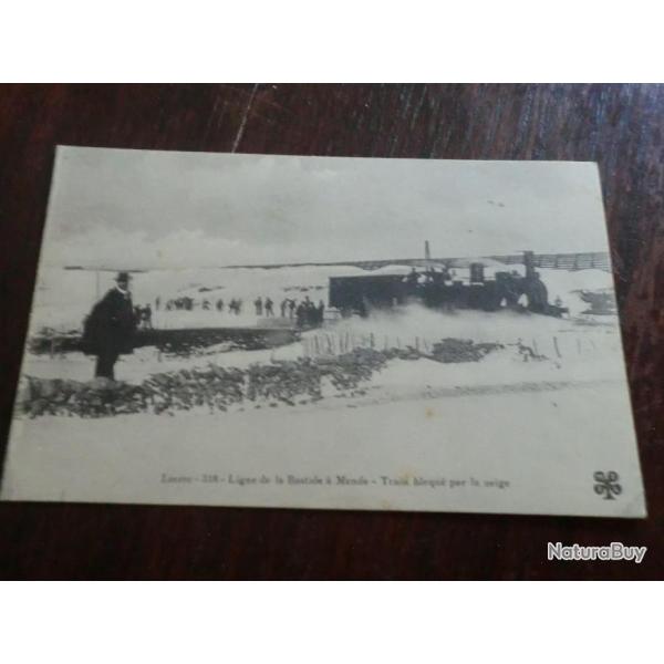 CP  Dpt  48  LA LOZERE  LIGNE DE LA BASTIDE  A MENDE  TRAIN BLOQUE PAR LA NEIGE
