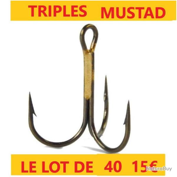 hame�ons  MUSTAD TRIPLES N� 16  pochette de 10 x 4 soit  40 hame�ons