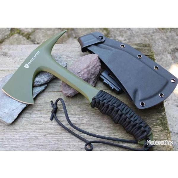 Hache Tomahawk Browning Shock'N Awe Green Acier Carbone 1055 Manche Paracorde Etui BR110BLG