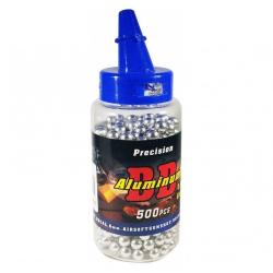 Bouteille 500 Billes Softair M&eacute;tal 6mm Aluminuim 0.33g (Win Gun)