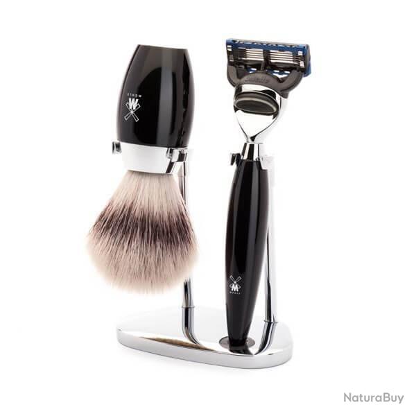 Set de rasage 3 pi�ces Fusion Muhle Kosmo noir synth�tique argent�