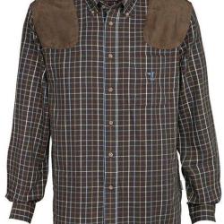 Chemise &agrave; manches longues Sologne Marron et bleu Percussion-4XL