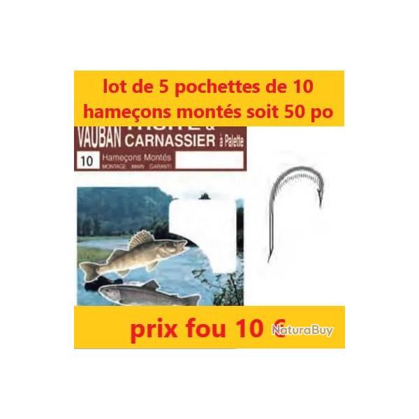 LOT DE 5 pochettes de 10 d'hame�ons mont�s autain vauban sp�cial truite � palette N� 4 sur � 20