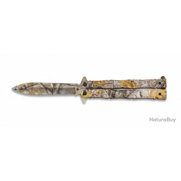 Couteau papillon camo bois Albainox lame 10cm 2181