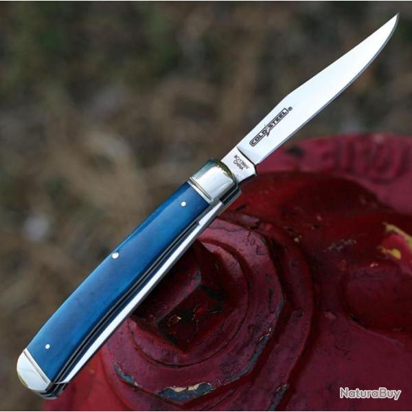 Couteau Cold Steel Trapper Blue 2 Lames Acier 8Cr13MoV Manche Os CSFLTRPRB