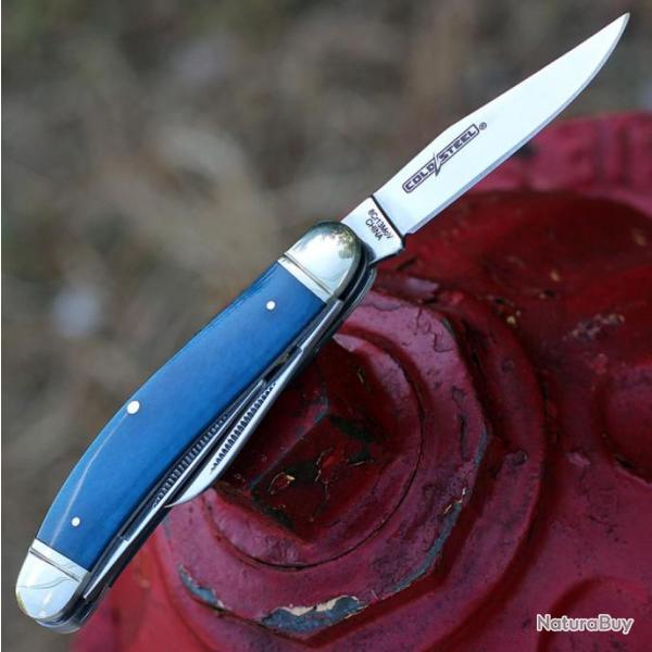 Couteau Cold Steel Gentlemen's Stockman Blue 3 Lames Acier 8Cr13MoV Manche Os CSFLGSTKMB- Z