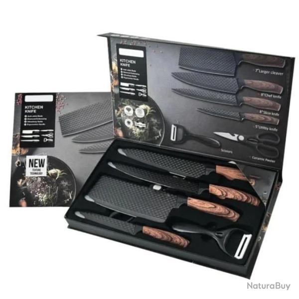 Couteaux Professionnels Boucher Couteau Cuisine Premium en Acier Inoxydable avec Manche en Bois