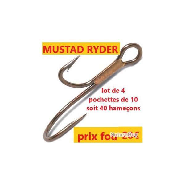 LOT DE 4 pochettes de 10 Hame�ons MUSTAD  Double  Ryder 35890   n� 1 soit 40 hame�ons