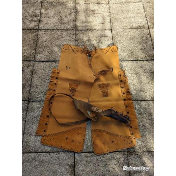 beau sur pantalon cuir CHAPS + HOLSTER CUSTOM