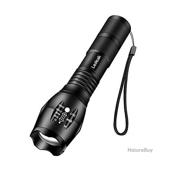 Lampe Torche LED Ultra Puissante Ledeak Cree XM-T6 1000 Lumens Lampe de poche Militaire Tactique
