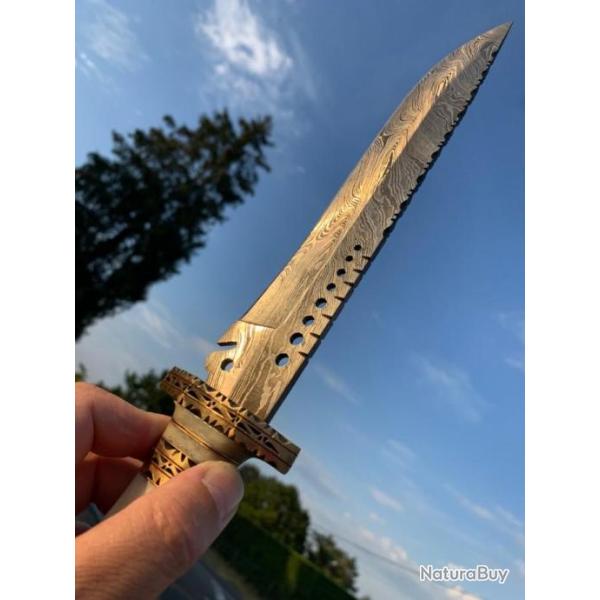 Magnifique Couteau Chasse Damas - Manche Os (4)