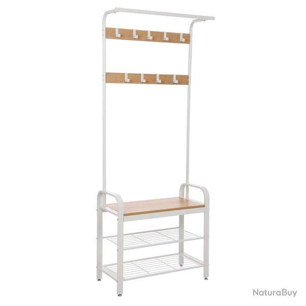 Porte-manteaux portemanteau m�tallique vestiaire rigide avec banc � chaussures meuble de rangement