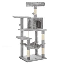 Arbre &agrave; chat hamac tour de jeux 143 cm gris clair 12_0001143