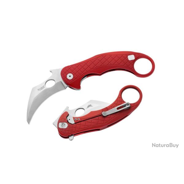Couteau Karambit LionSteel L.E.One Red Lame Acier CPM-MagnaCut Manche Aluminium Clip Italy LSTLE1ARS