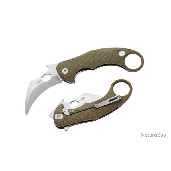 Couteau Karambit LionSteel L.E.One Green Lame Acier CPM-MagnaCut Manche Aluminium Italie LSTLE1AGS