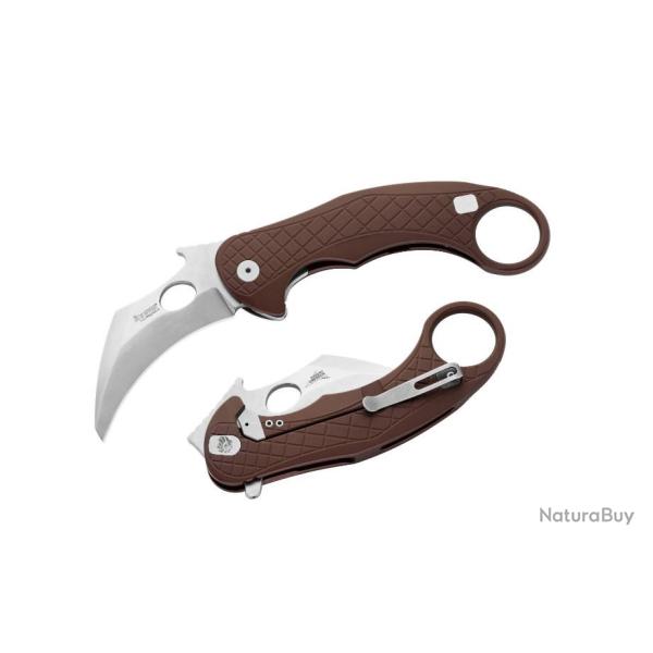 Couteau Karambit LionSteel L.E.One Brown Lame Acier CPM-MagnaCut Manche Alu Clip Italy LSTLE1AES
