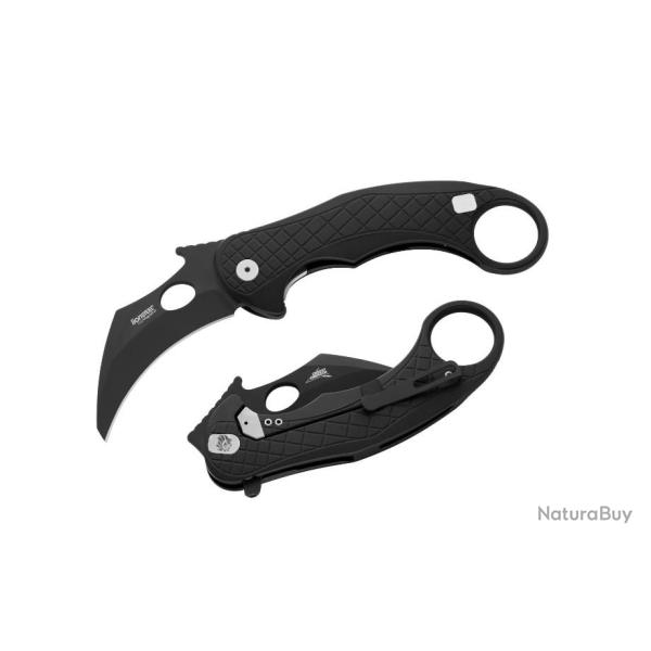 Couteau Karambit LionSteel L.E.One Black Lame Acier CPM-MagnaCut Black Manche Alu Italy LSTLE1ABB