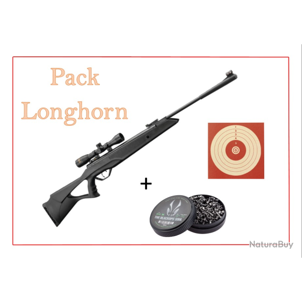 Pack Carabine 19,9J Longhorn cal. 4,5 mm + Cibles + 500 Plomb