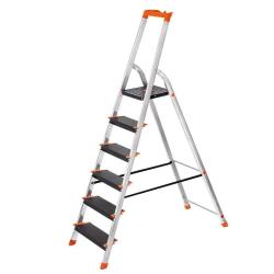 &Eacute;chelle 6 marches en aluminium escabeau largeur de la marche 12 cm pliable plateau &agrave; outil pieds an