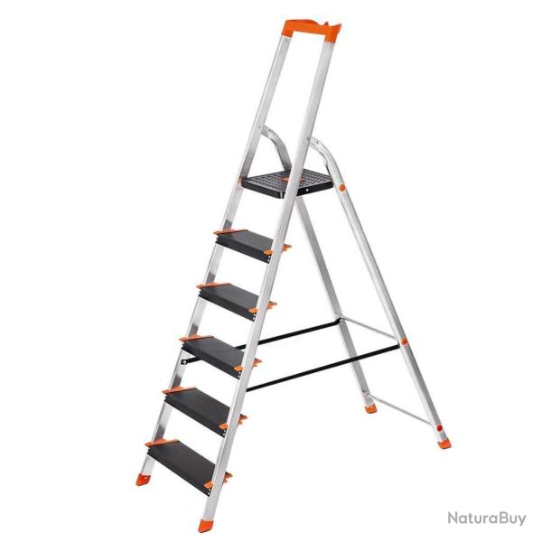 �chelle 6 marches en aluminium escabeau largeur de la marche 12 cm pliable plateau � outil pieds an