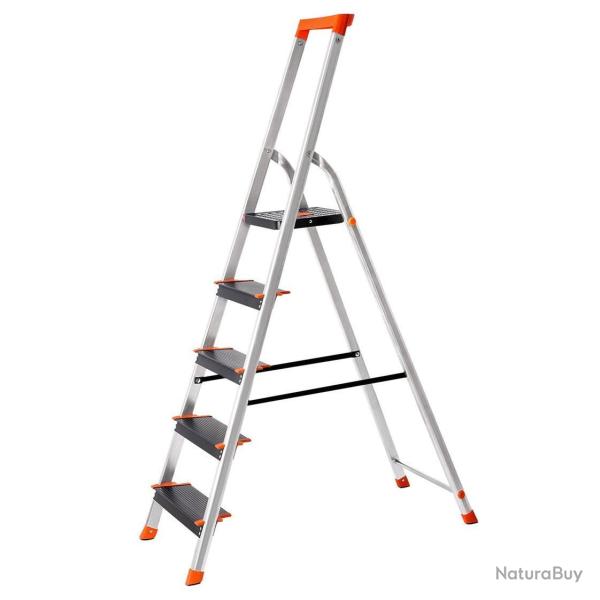 �chelle 5 marches en aluminium escabeau largeur de la marche 12 cm pliable plateau � outil pieds an