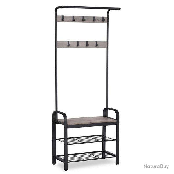 Portemanteau vestiaire meuble d'entr�e avec crochets amovible banc et �tag�re � chaussures hauteur