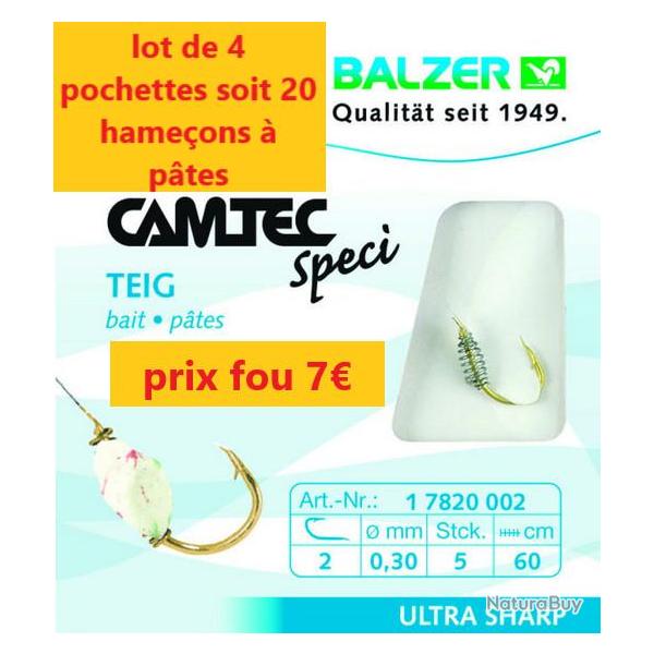 lot de 4 pochettes de 5 hame�ons mont�s BALZER CAMTEC SPECIAL P�TES N� 6 soit 20 pi�ces