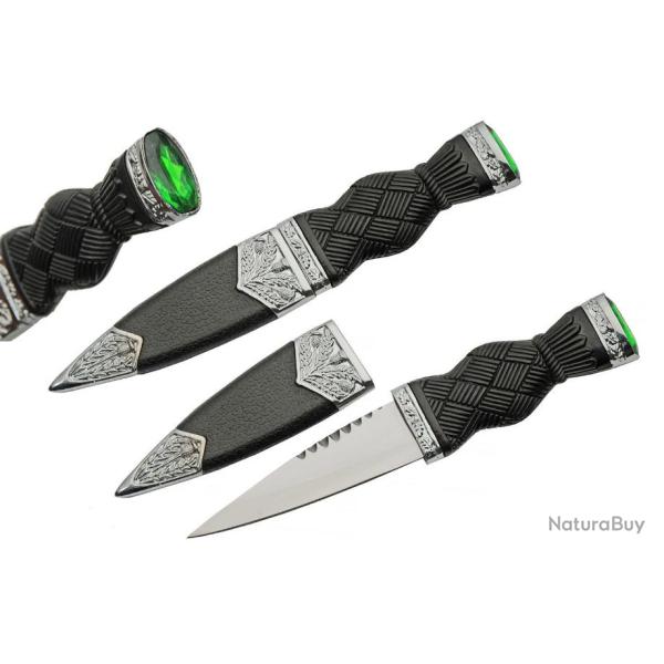 Couteau Dague Scottish Dirk Sheffield Sgian Dubh Green Acier Inox Manche Abs Etui Abs CN211545GN