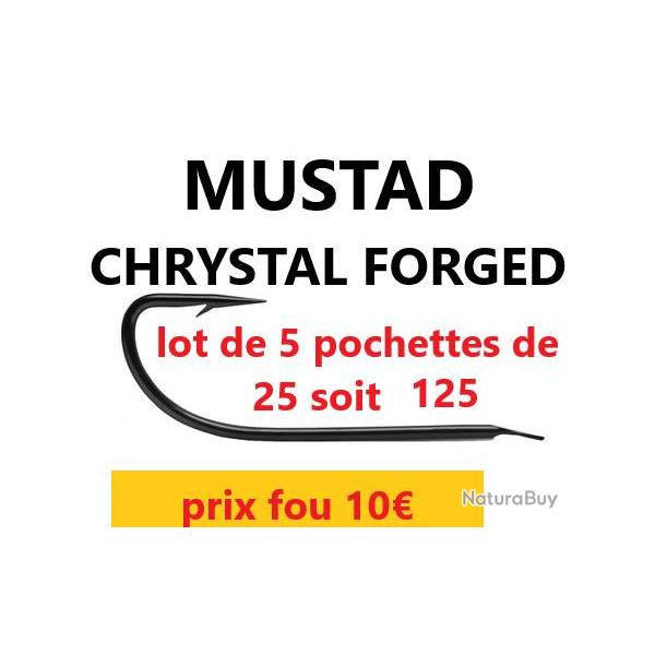 lot de 5 pochettes de 25 HAMECONS non mont�s MUSTAD CHRYSTAL  FORGES  N� 10 soit 125 P