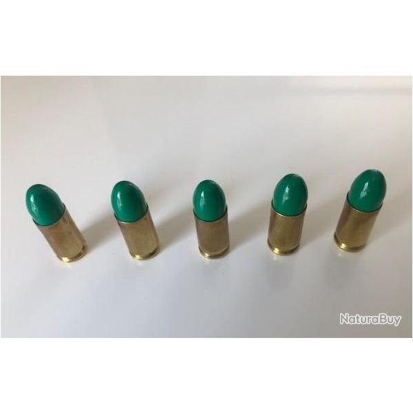 5 x Cartouches 9mm neutralis�es �tuis Laiton Ogives ARES vertes fonc�es