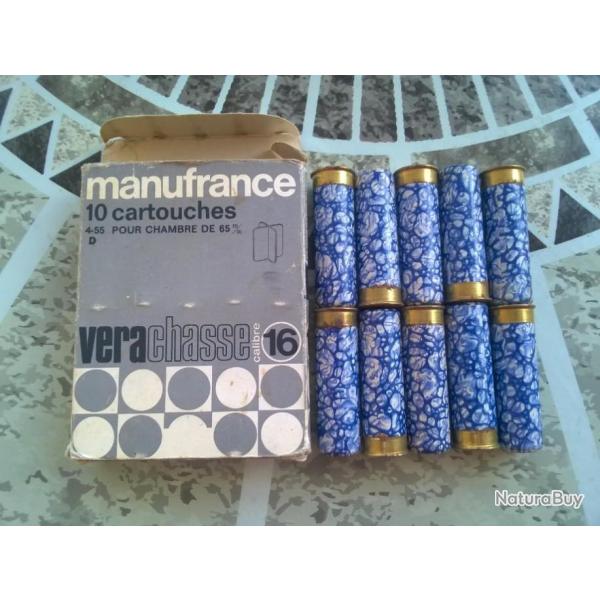 Boite de 10 cartouches marbr�es collection calibre 16/65 Manufrance VeraChasse