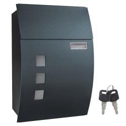 Boîte aux lettres murale avec fenêtres de visualisation emplacement pour nom 2 clés facile à instal