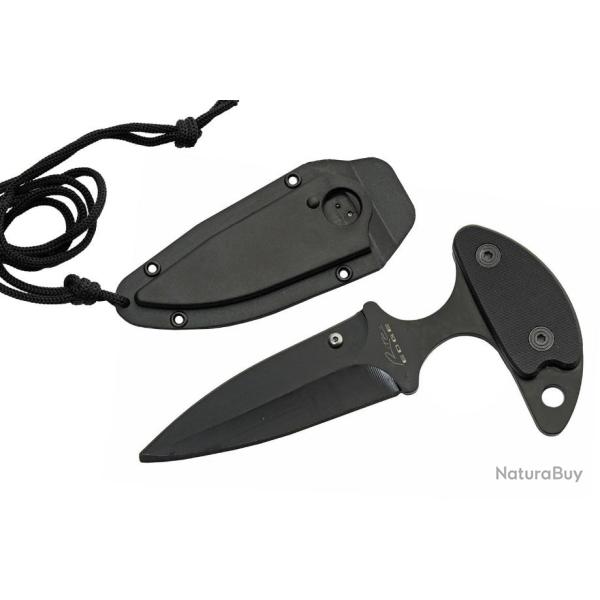 Lot de 3 Couteau de Cou Push Dagger Lame Acier Inox Manche G10 Etui Plastique CN211550x3