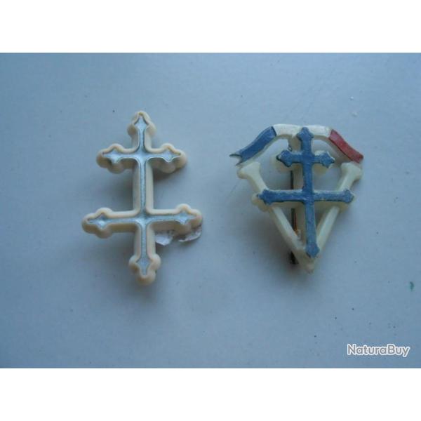 DECORATION croix de lorraine 1944/45   2 pieces
