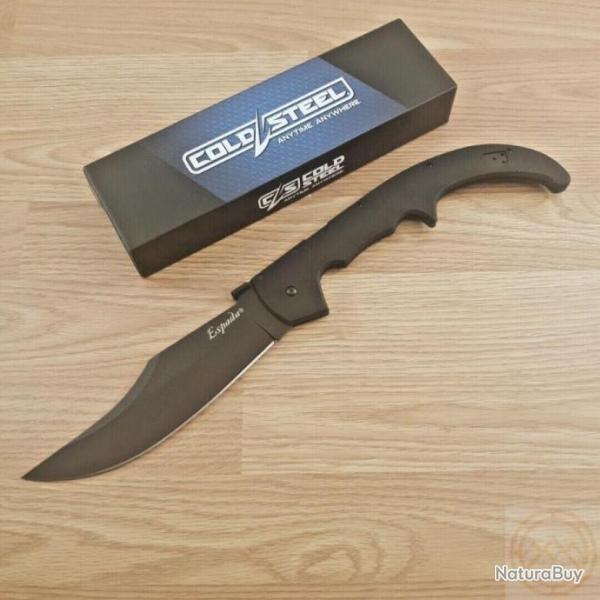 Couteau Cold Steel Espada XL Lame Acier AUS-10 Black Manche Black G-10 Lockback CS62MGCBKBK