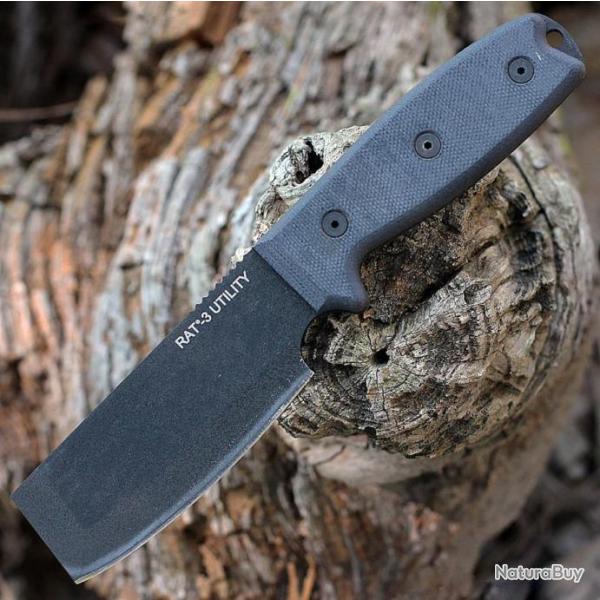 Couteau Ontario RAT-3 Utility Lame Acier Carbone Manche Micarta Etui Nylon Made USA ON8662
