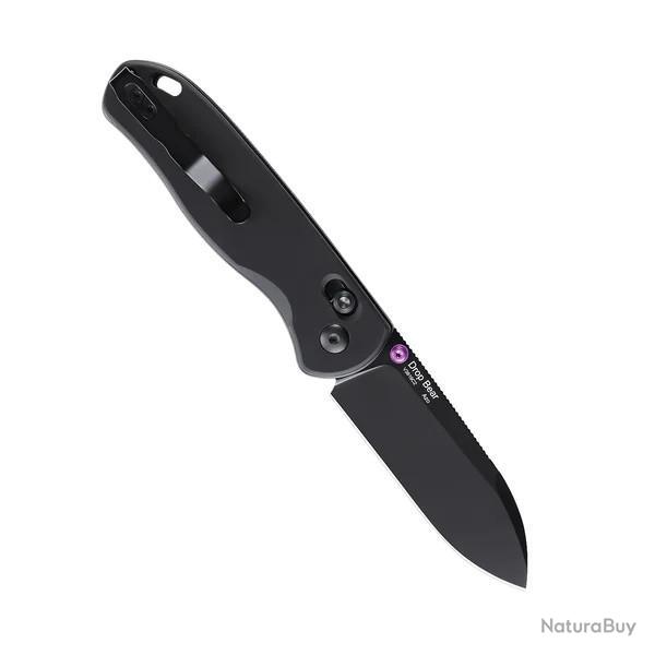 Couteau Kizer Drop Bear Black Manche Aluminium Lame Acier 154CM IKBS Clutch Lock Clip KIV3619C2