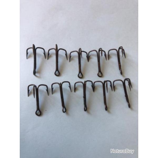 10 hame�on triple n 2 r�f 552 mustad idem   9649 bz bronz� vmc  p�che carnassier