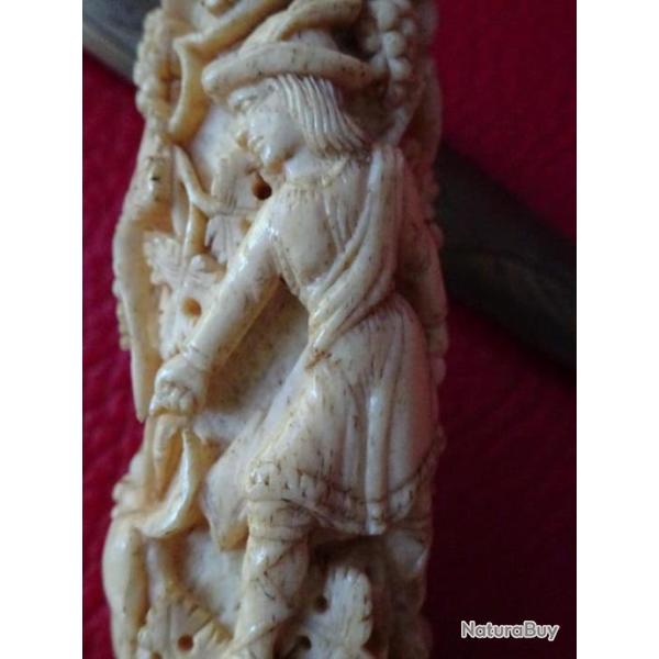 dague de chasse,os sculpt�,XIXe